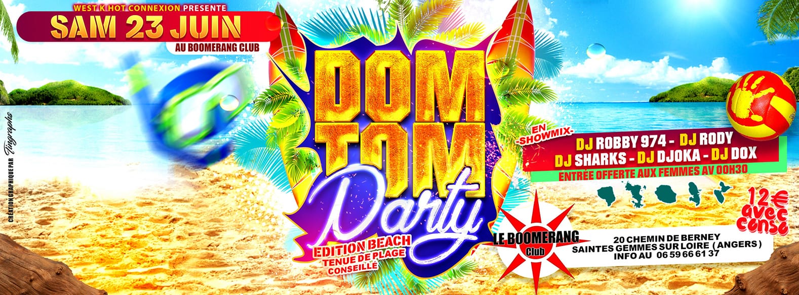 Dom Tom Party " Édition Beach " À Angers Sam 23 JuiN