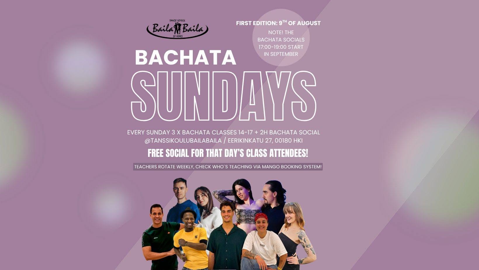 Bachata Sundays - Classes + social! (socials start in september->)