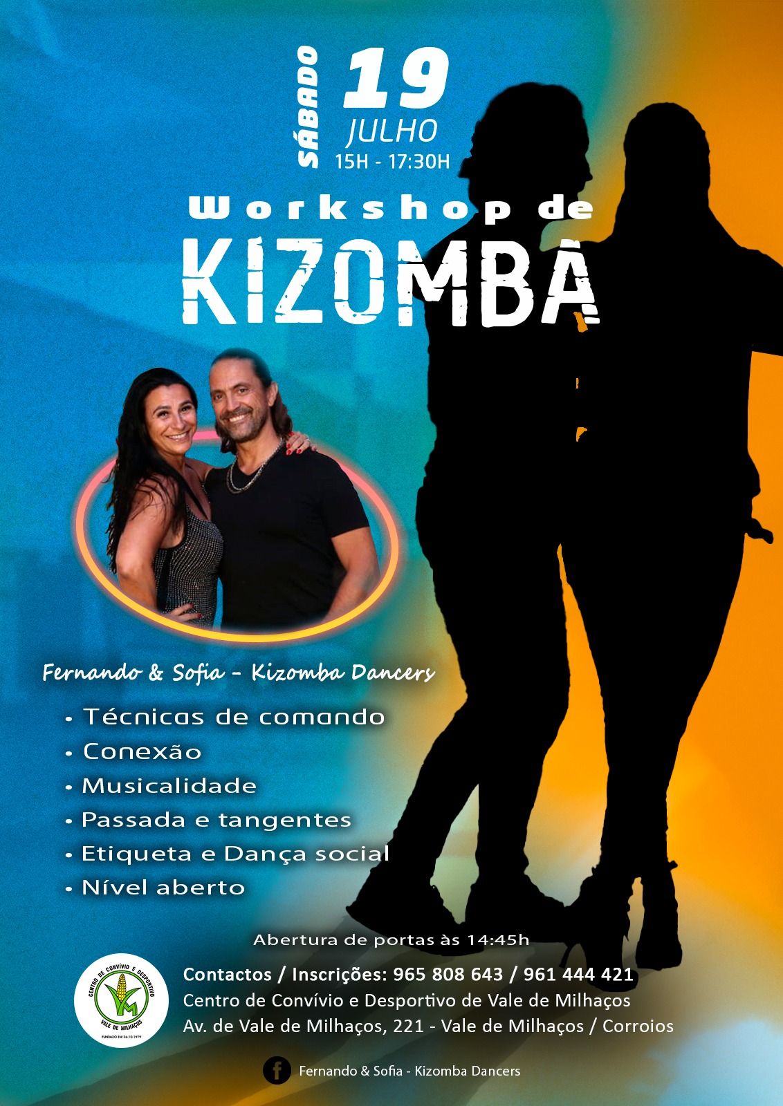 WORKSHOP KIZOMBA by Fernando & Sofia - Kizomba Dancers no CCDVM - Sab.19 Julho