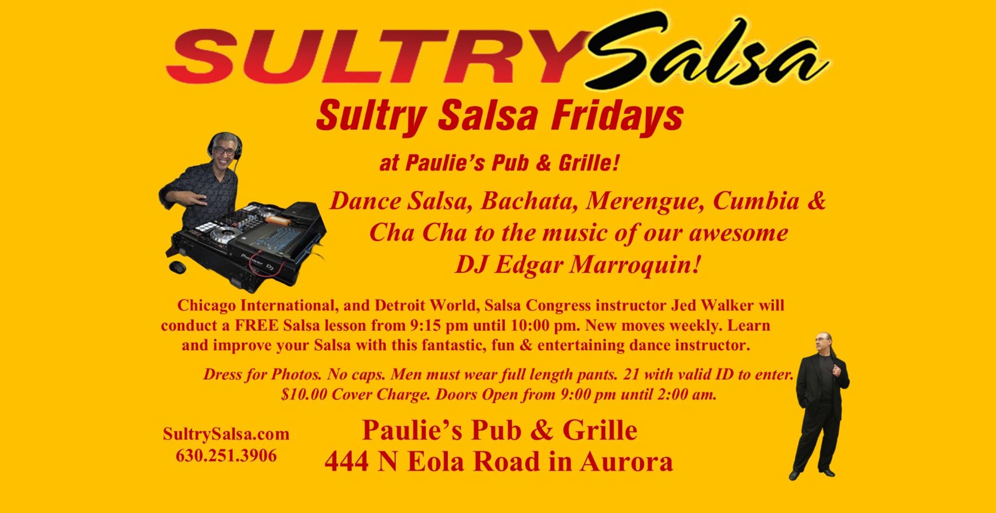 Sultry Salsa Fridays with El Barón, Jed Walker at Paulie's Pub & Grille