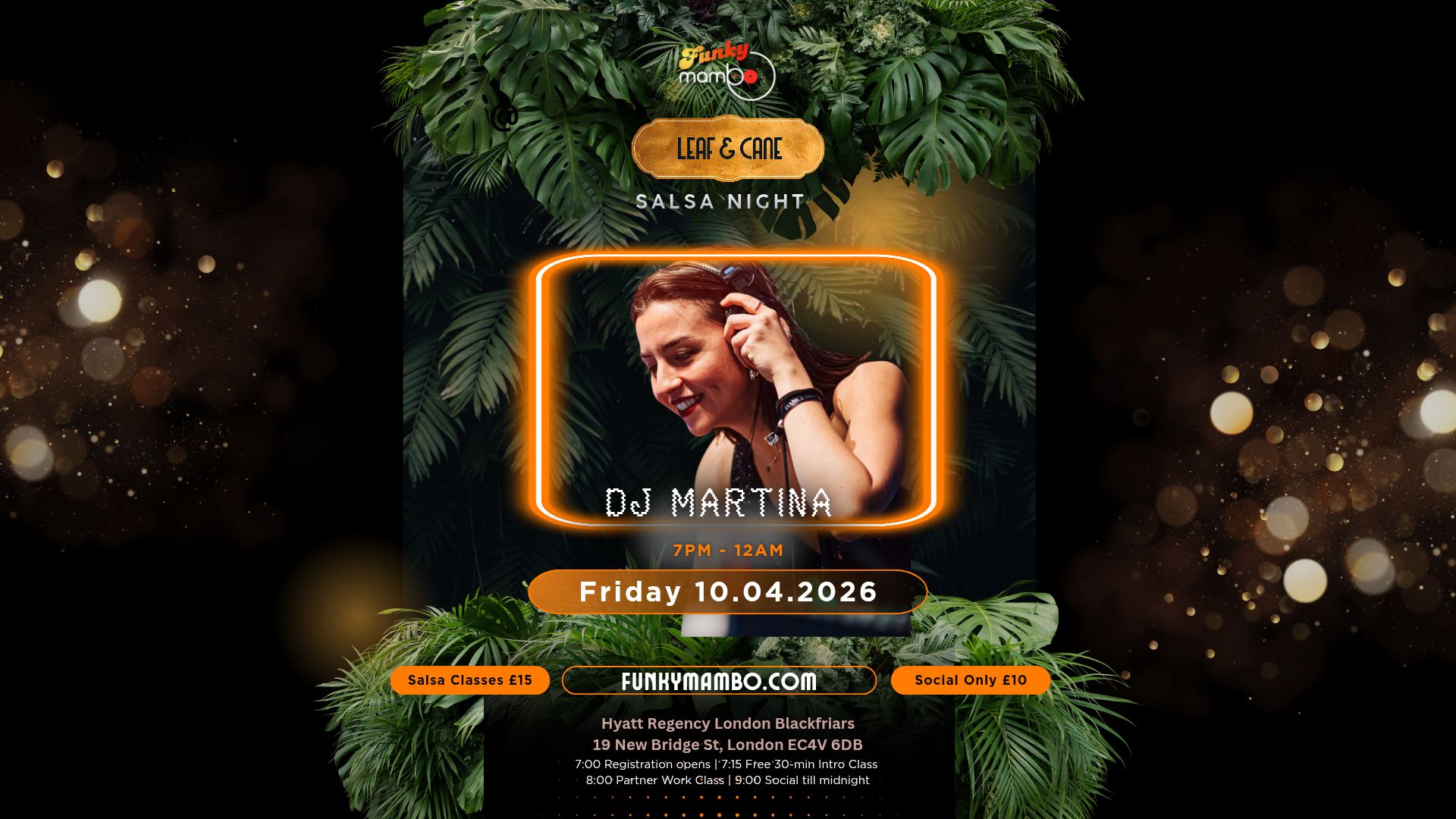 Funky Mambo Monthly Friday @Leaf & Cane - Salsa Night in the City ft. DJ Martina