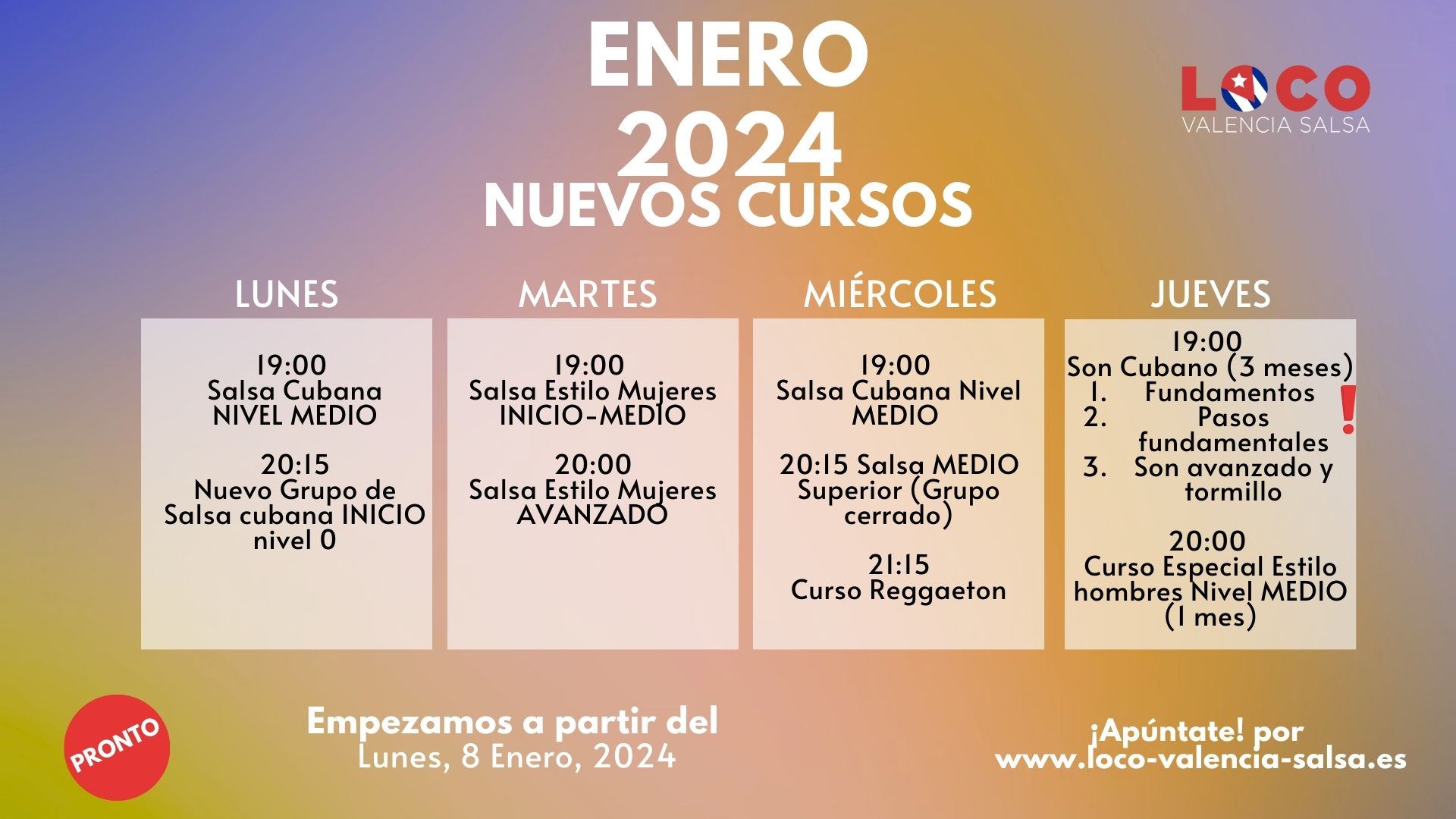 Nuevos Cursos de Salsa ENERO 2024
