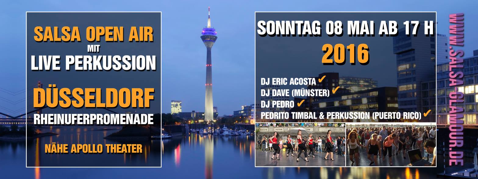 MUTTERTAG EDITION : Salsa Open Air mit LIVE Perkussion ! Rheinuferpromenade Düsseldorf ! Richtung Apollo Theater