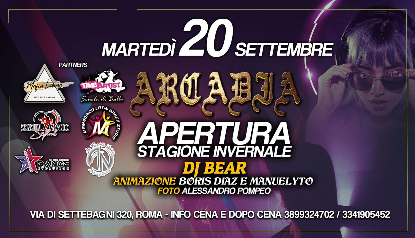ARCADIA DISCO PUB GRANDE APERTURA INVERNALE MARTEDI STORICO SALSA E BACHATA