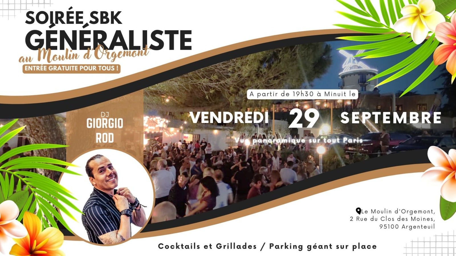 Soirée Latino Généraliste en plein air au Moulin d'Orgemont à Argenteuil le 29 Septembre