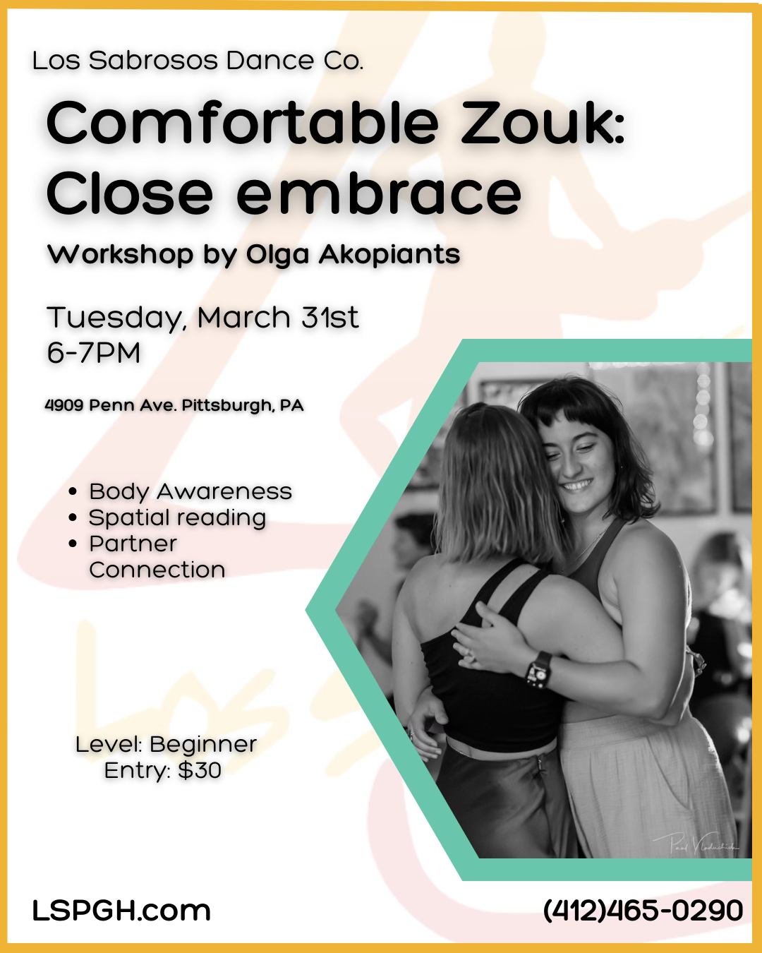 Comfortable Zouk: Close embrace, Workshop by Olga