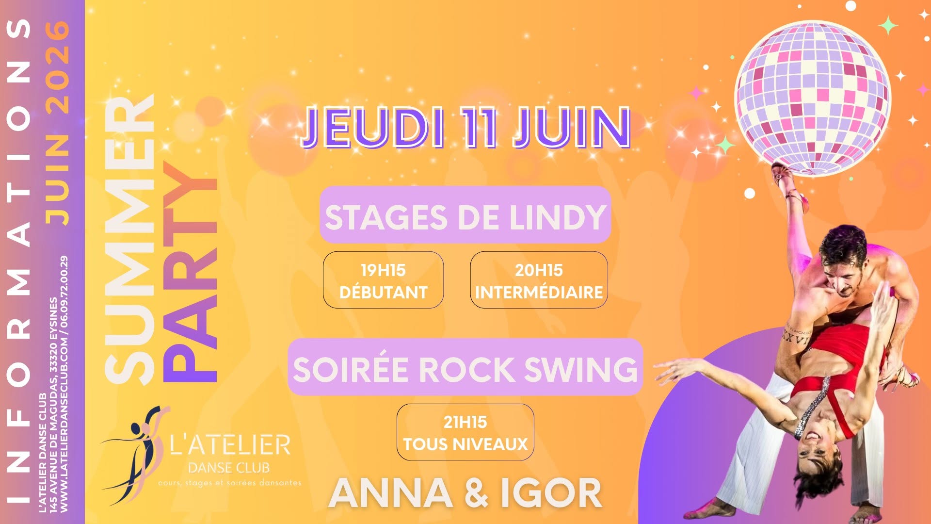STAGES DE LINDY & SOIRΓE ROCK SWING - SUMMER PARTY πΈ