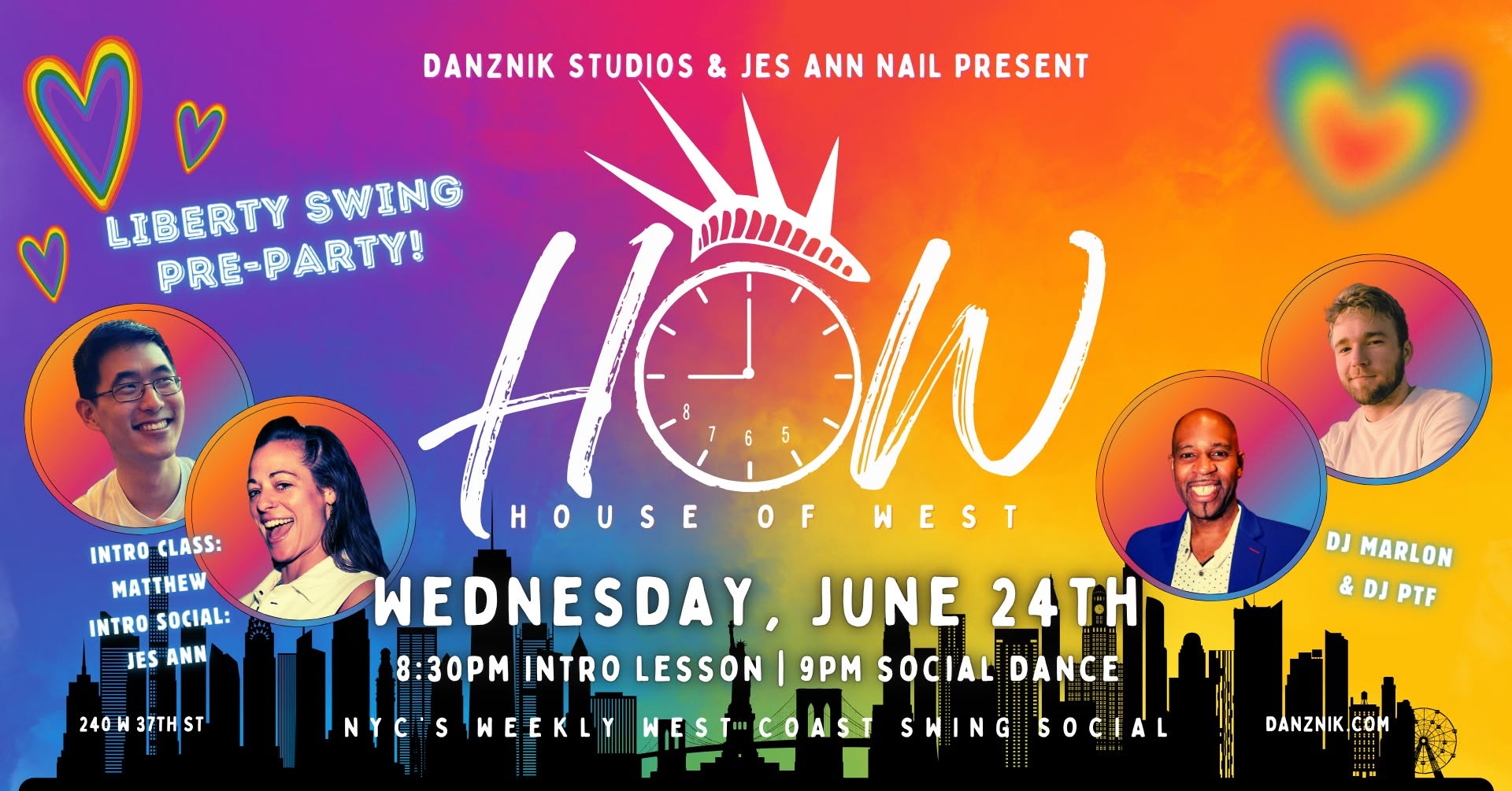 Liberty Swing Pre-Party @ House of West: WCS Social! • DJs Marlon & Patrick • Intro w Matthew
