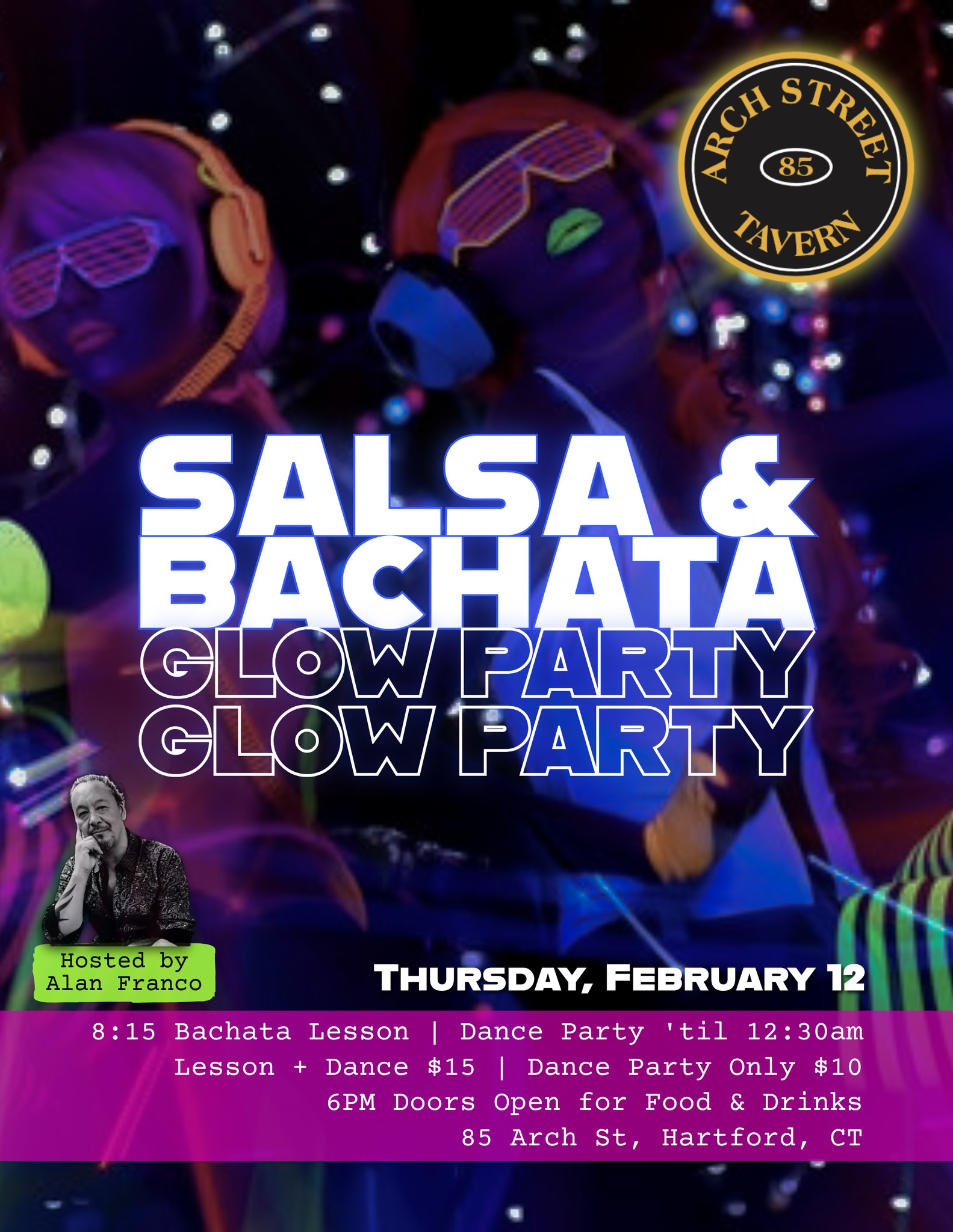 Salsa & Bachata Glow Party - Arch Street Tavern Hartford, CT