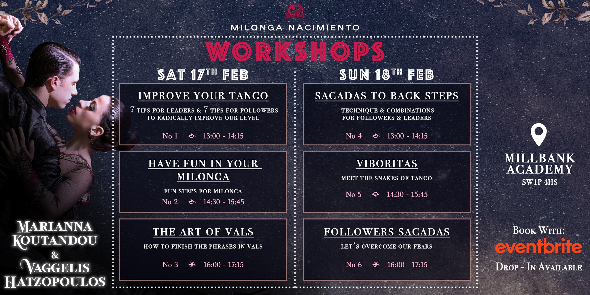Milonga Nacimiento - February Workshops πππ» - Vaggelis Hatzopoulos & Marianna Koutandou