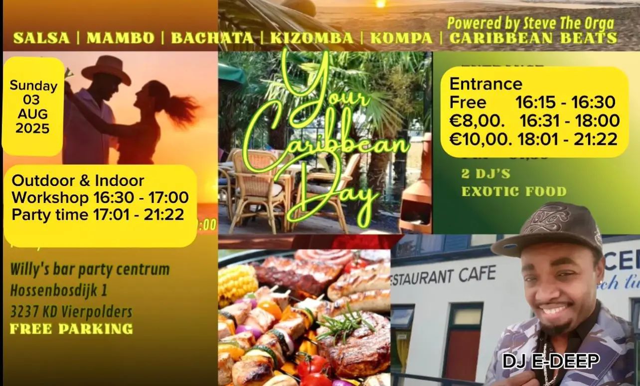 YOUR CARIBBEAN DAY OUTDOOR & INDOOR SUNDAY FREE ENTRANCE 16:15 - 16:30 DANCE 16:31 - 21:22 u