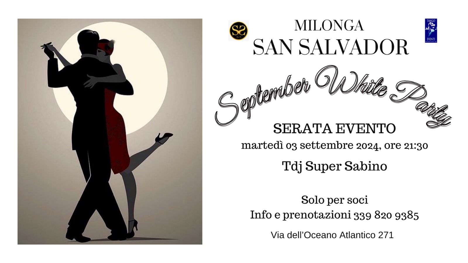 Serata evento in data unica " Milonga San Salvador" Tdj Super Sabino