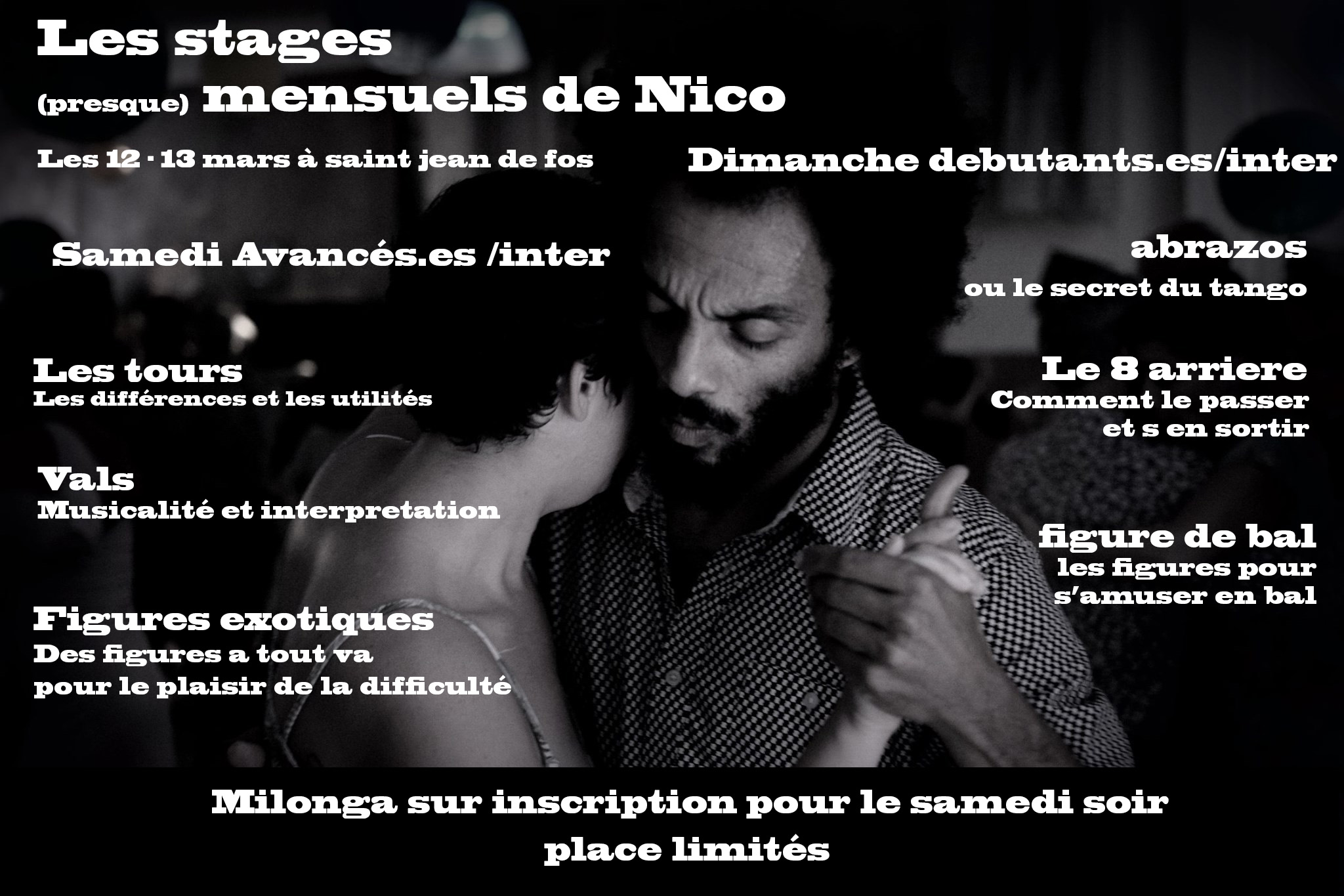 Les stages de Nico - 12 13 mars 22 + milonga