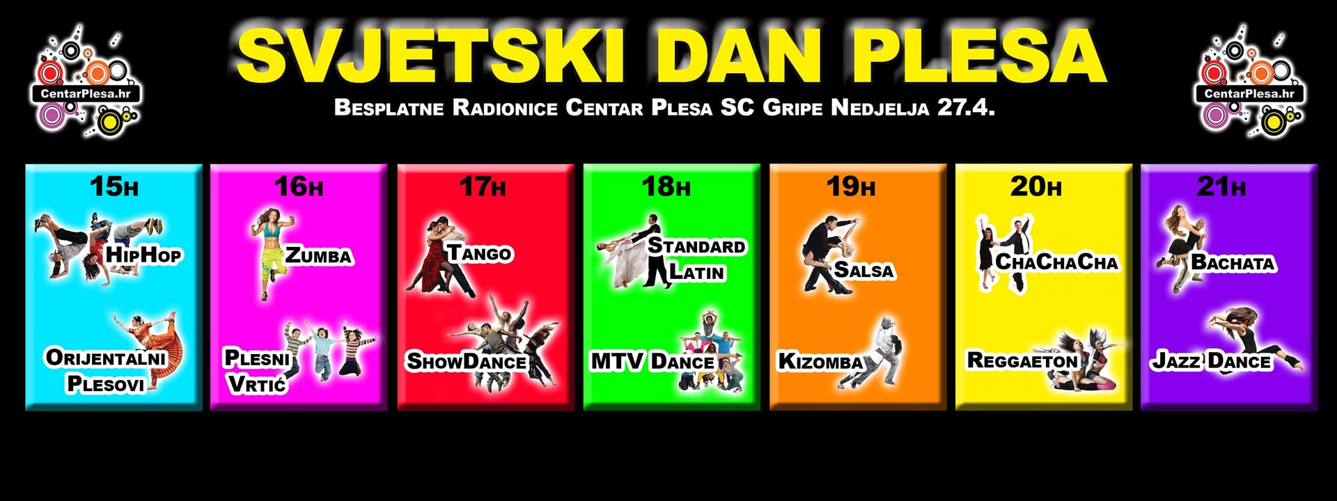 BESPLATNE RADIONICE 14 PLESOVA: SVJETSKI DAN PLESA!