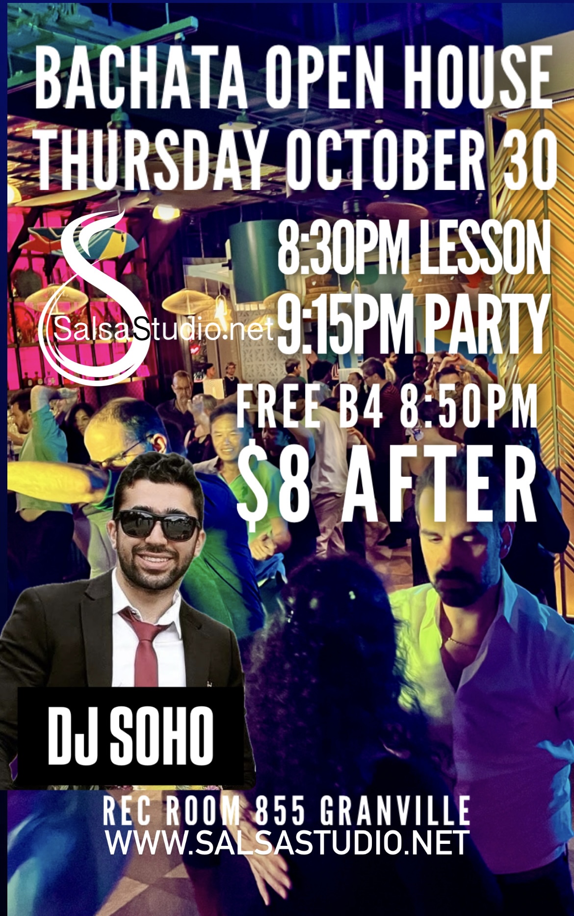 FREE Bachata Open House Oct 30 Thursday Rec Room Granville