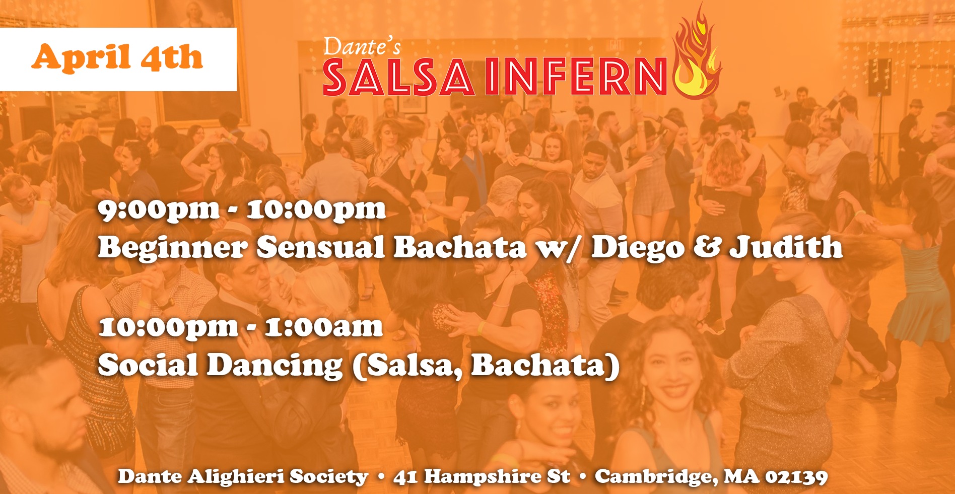 Dante's Salsa Inferno April 4th Salsa Bachata Dance Social!