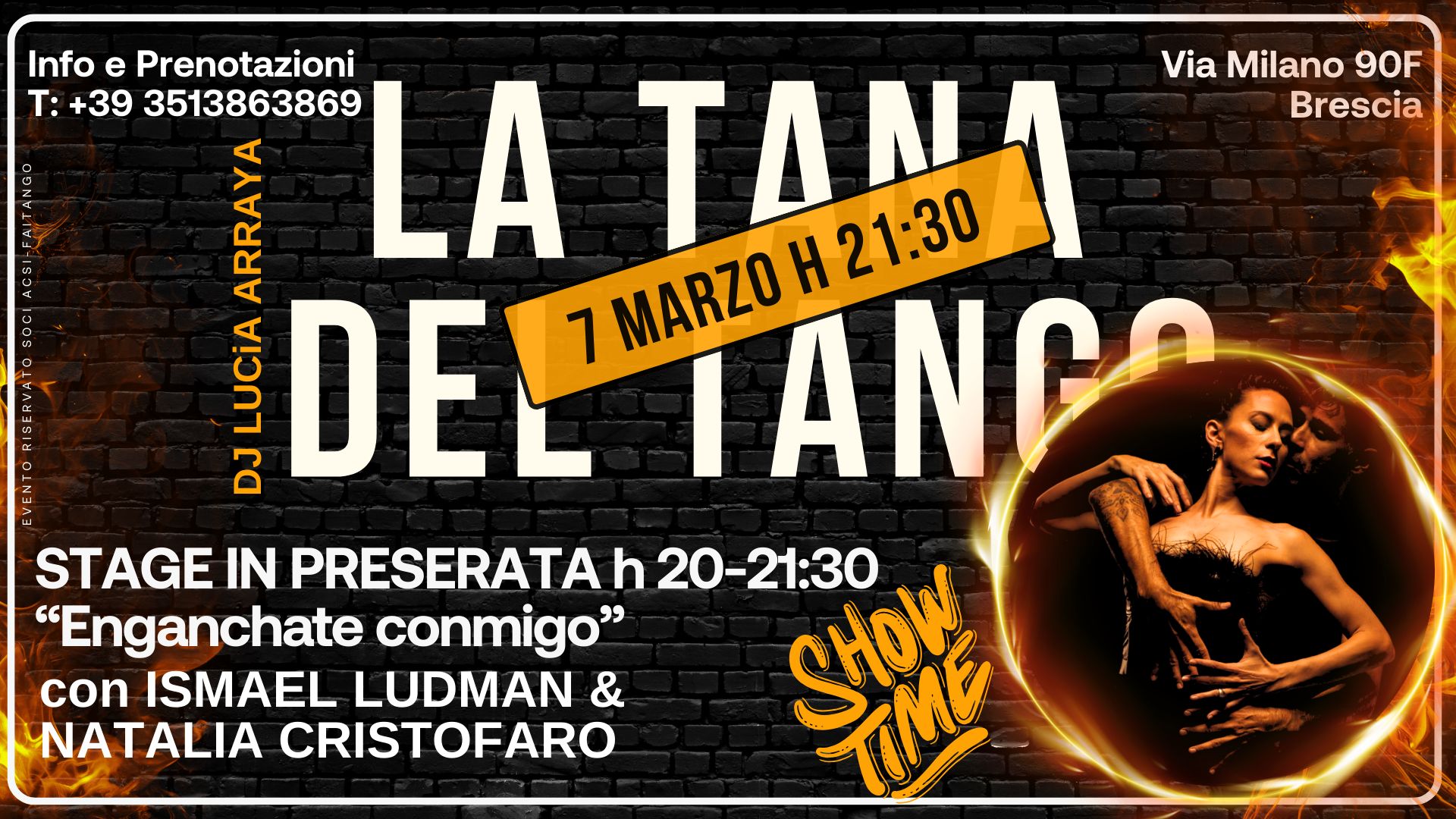 La Tana del Tango dj Lucia Arraya stage e show Naty Cristofaro Ismael Ludman