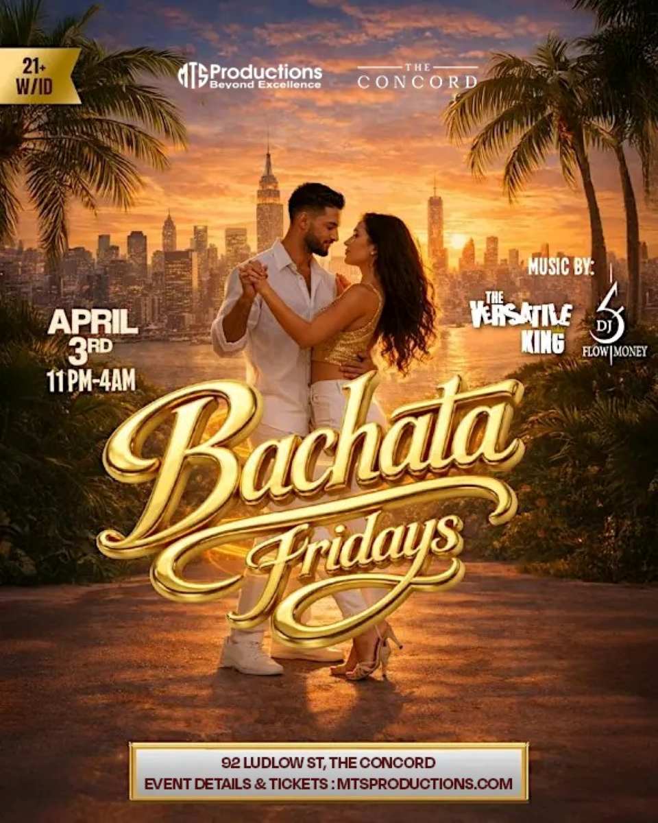 Friday Bachata Night at Concord NYC Traditional Bachata April 3rd
