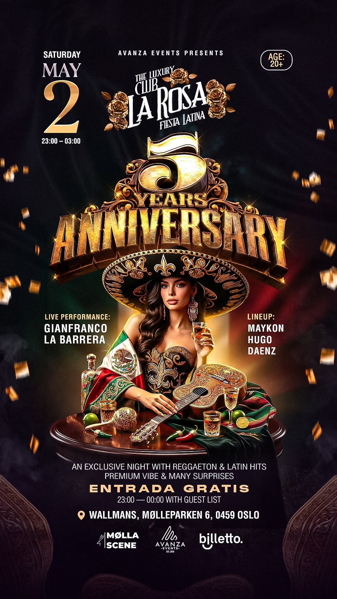 CLUB LA ROSA ✘ 5 YEARS ANNIVERSARY FREE ENTRY 23.00-00.00 ✘ MØLLA SCENE ✘