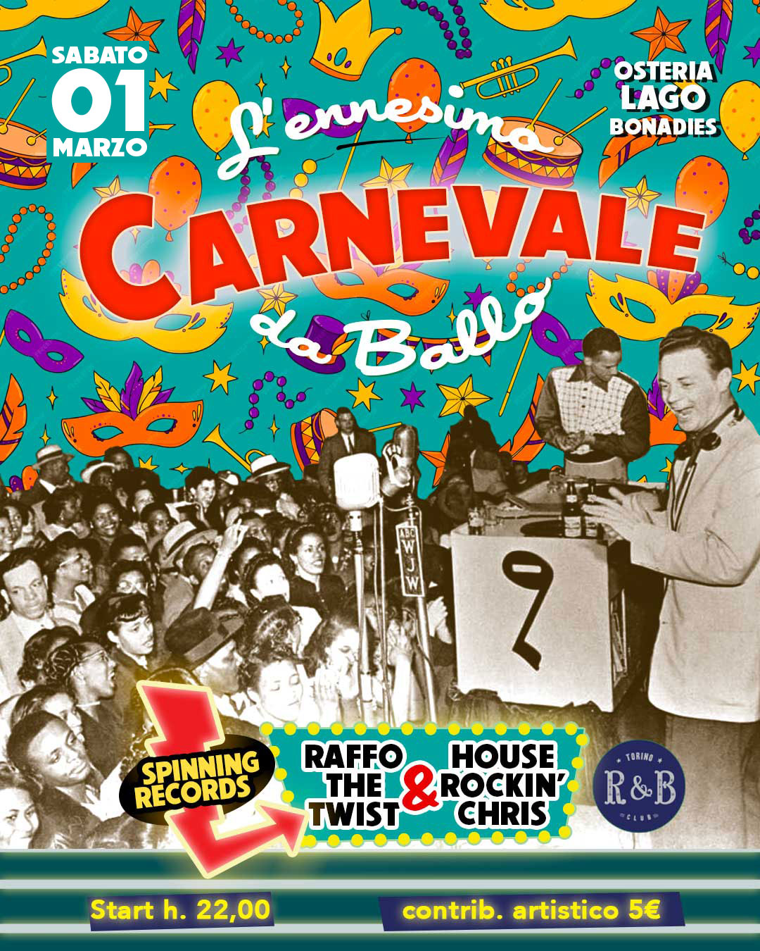 L'Ennesimo CARNEVALE da Ballo ✦ Sabato 1 Marzo ✦ Osteria Lago Bonadies