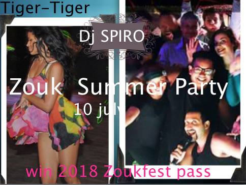 ZouklambadaUK host the weekly Zouk night, "Tiger Tiger" 10th July
