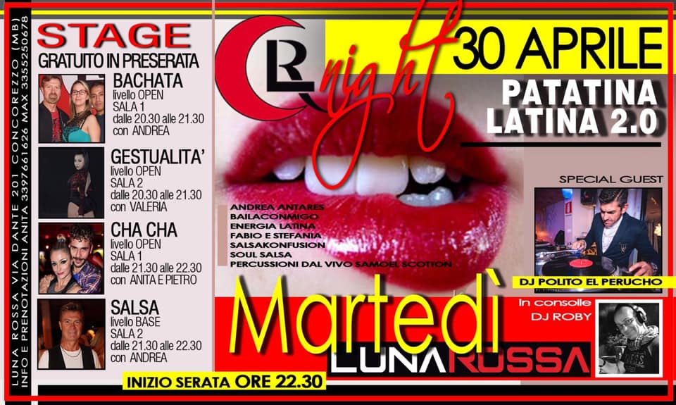 Martedì 30 aprile Super Latin night