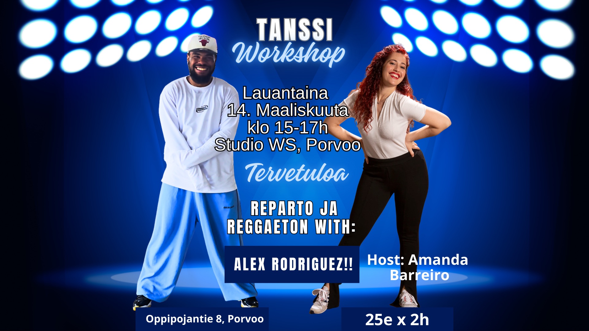 ALEX RODRÍGUEZ PALAA PORVOOSEEN TÄNÄ LAUANTAINA 🔥🔥 REGGAETON & REPARTO WORKSHOP!