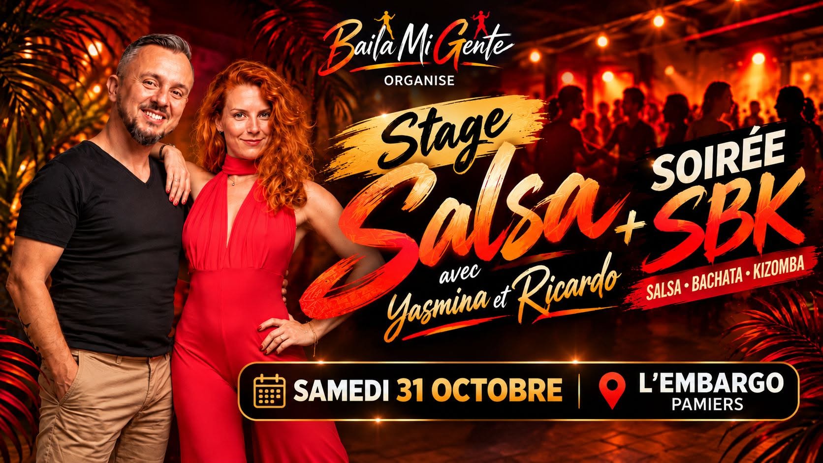 Stage salsa et soirée SBK samedi 31 octobre à Pamiers