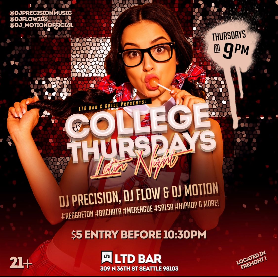 College Thursday latin night 21+