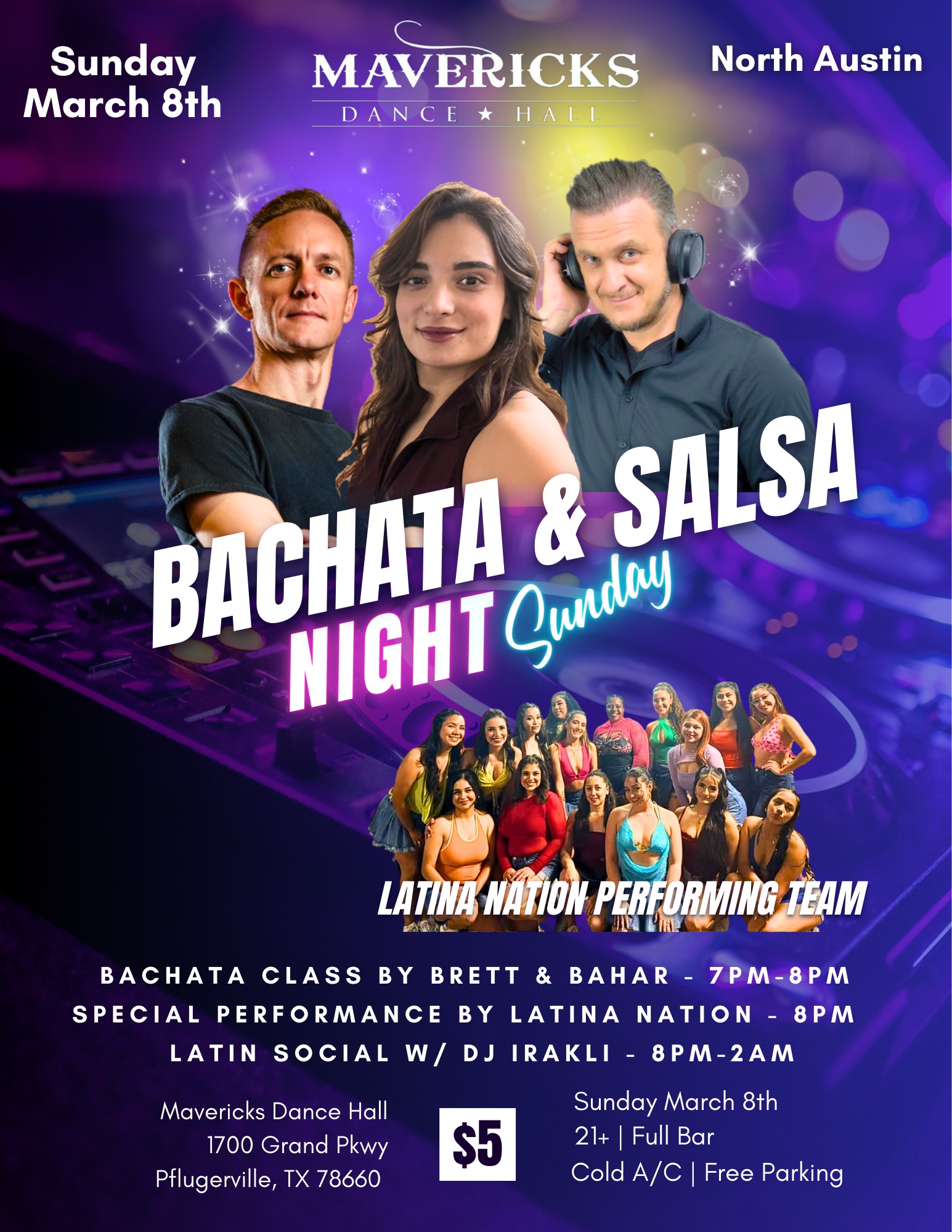 Bachata & Salsa Sundays at Mavericks w Special Guest Performance!