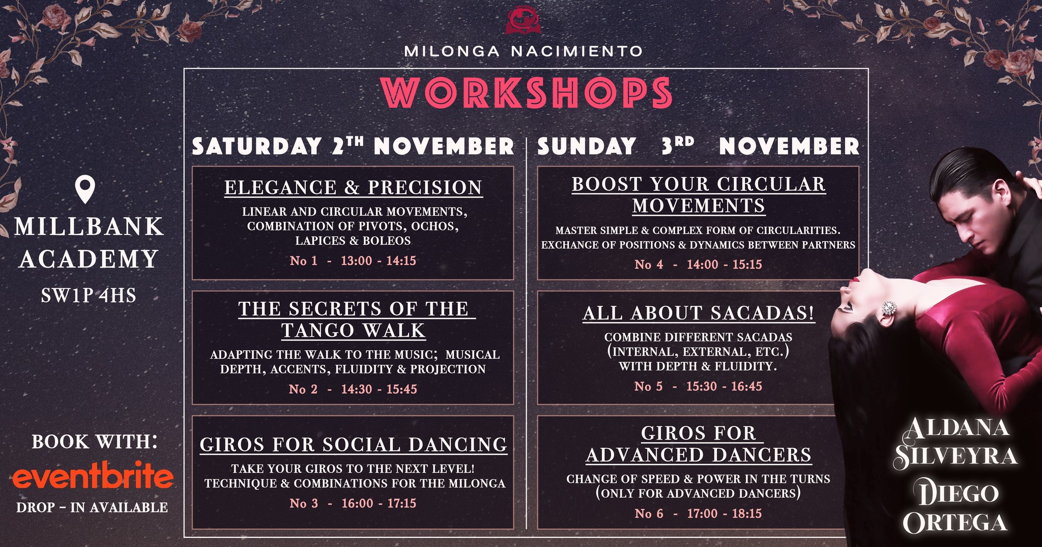 Milonga Nacimiento - November Workshops - Diego Ortega & Aldana Silveyra β€οΈβπ₯β€οΈβπ₯