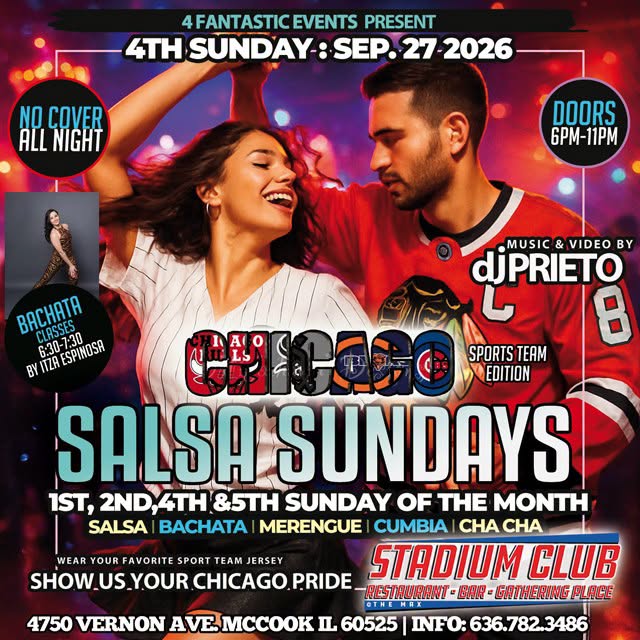 Chicago Sports Team Edition Salsa Sunday @ Stadium Club πβΎππβ½ππΊ