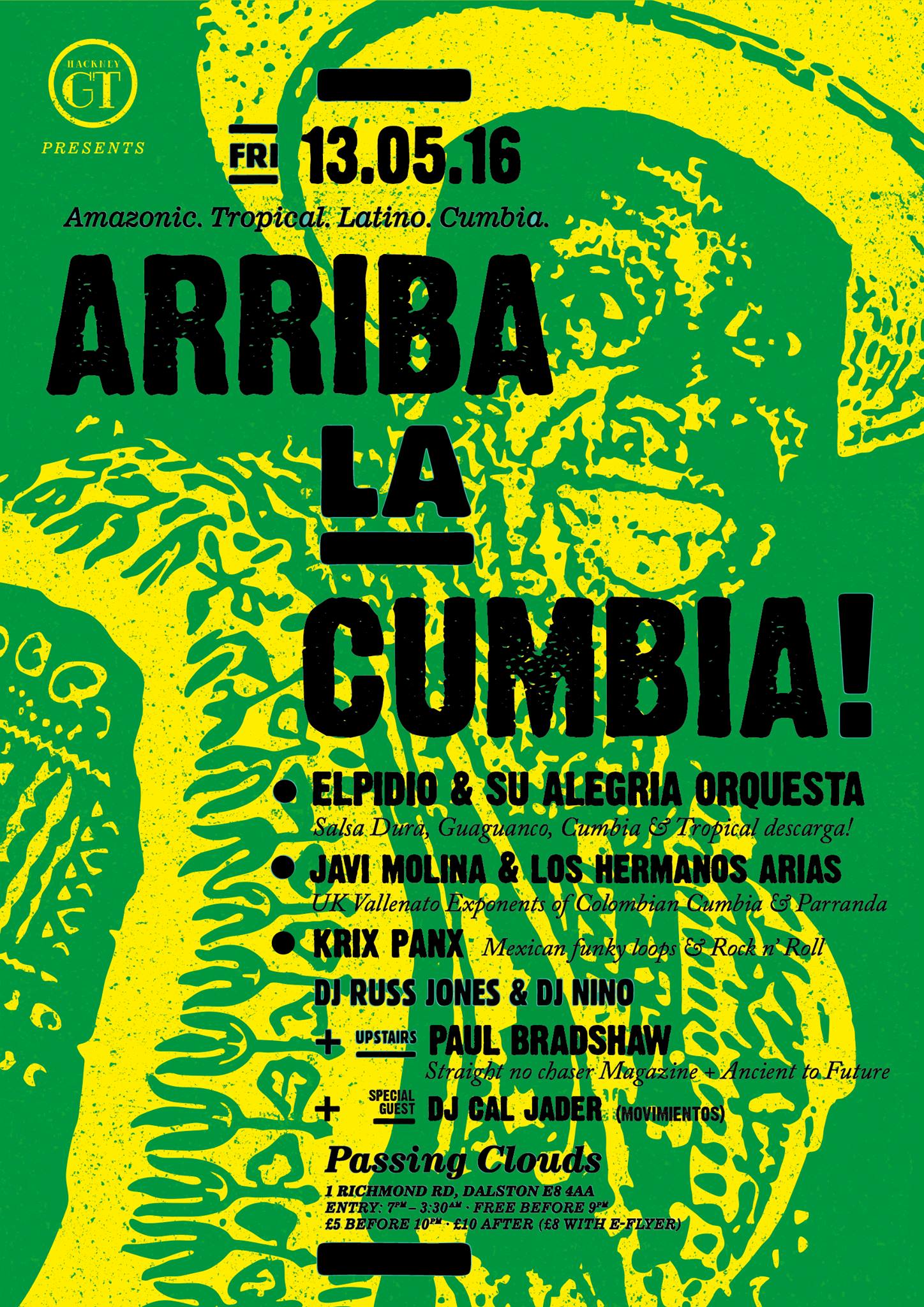 FRI. 13 MAY ARRIBA LA CUMBIA! Elpidio & Su Alegria Orquesta + Javi Molina & Hermanos Arias + Krix Panx + DJS Russ J