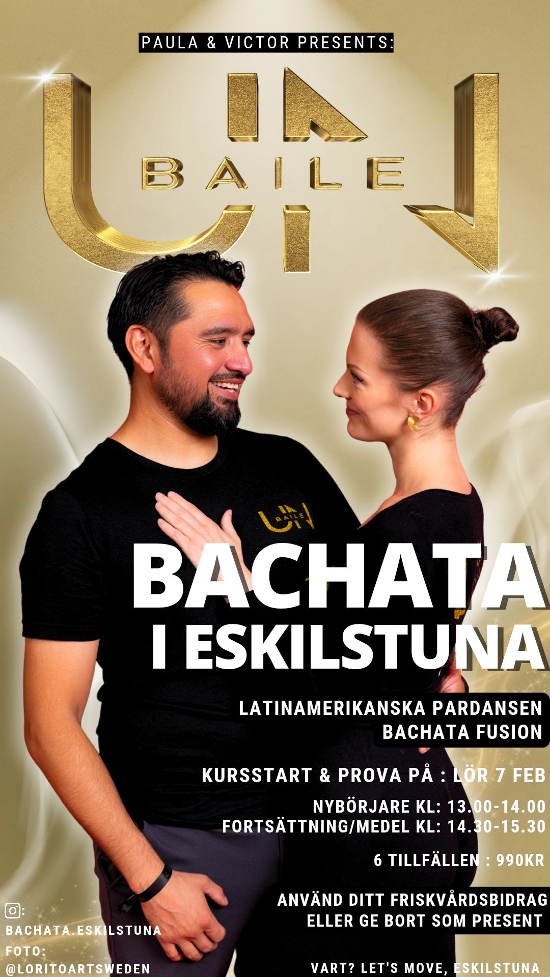 GRATIS PROVA PÅ + KURSSTART Bachata Fusion i ESKILSTUNA LÖR 7 FEB