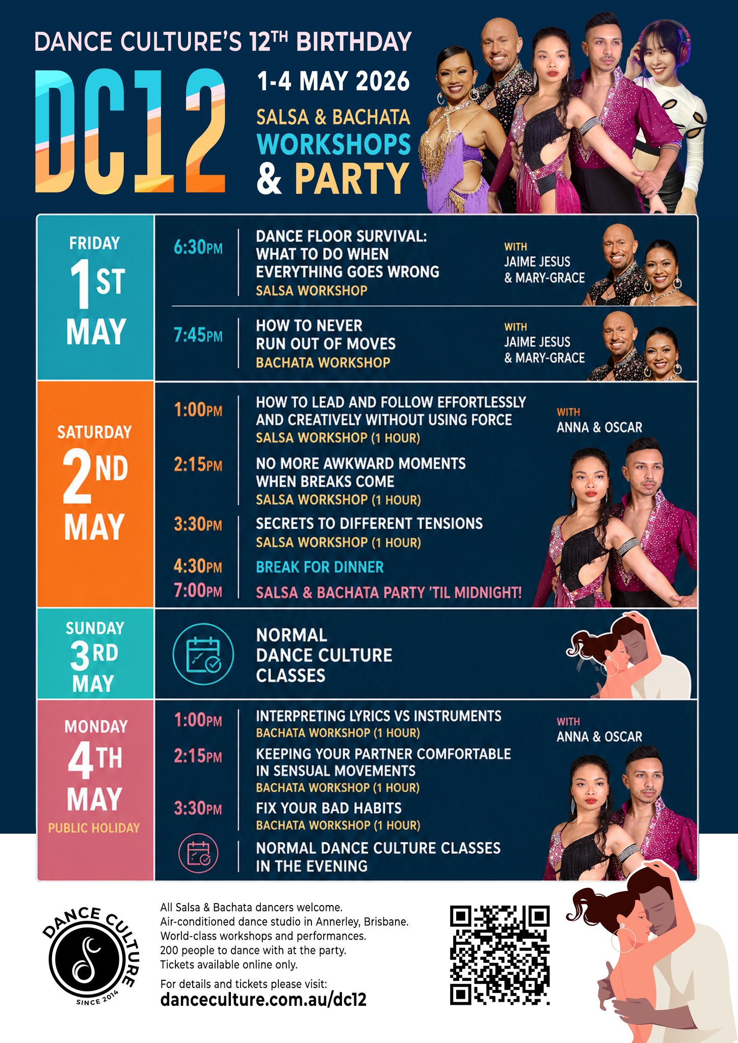 Dance Culture's 12th Birthday Weekend Workshops & Party International guests DC12