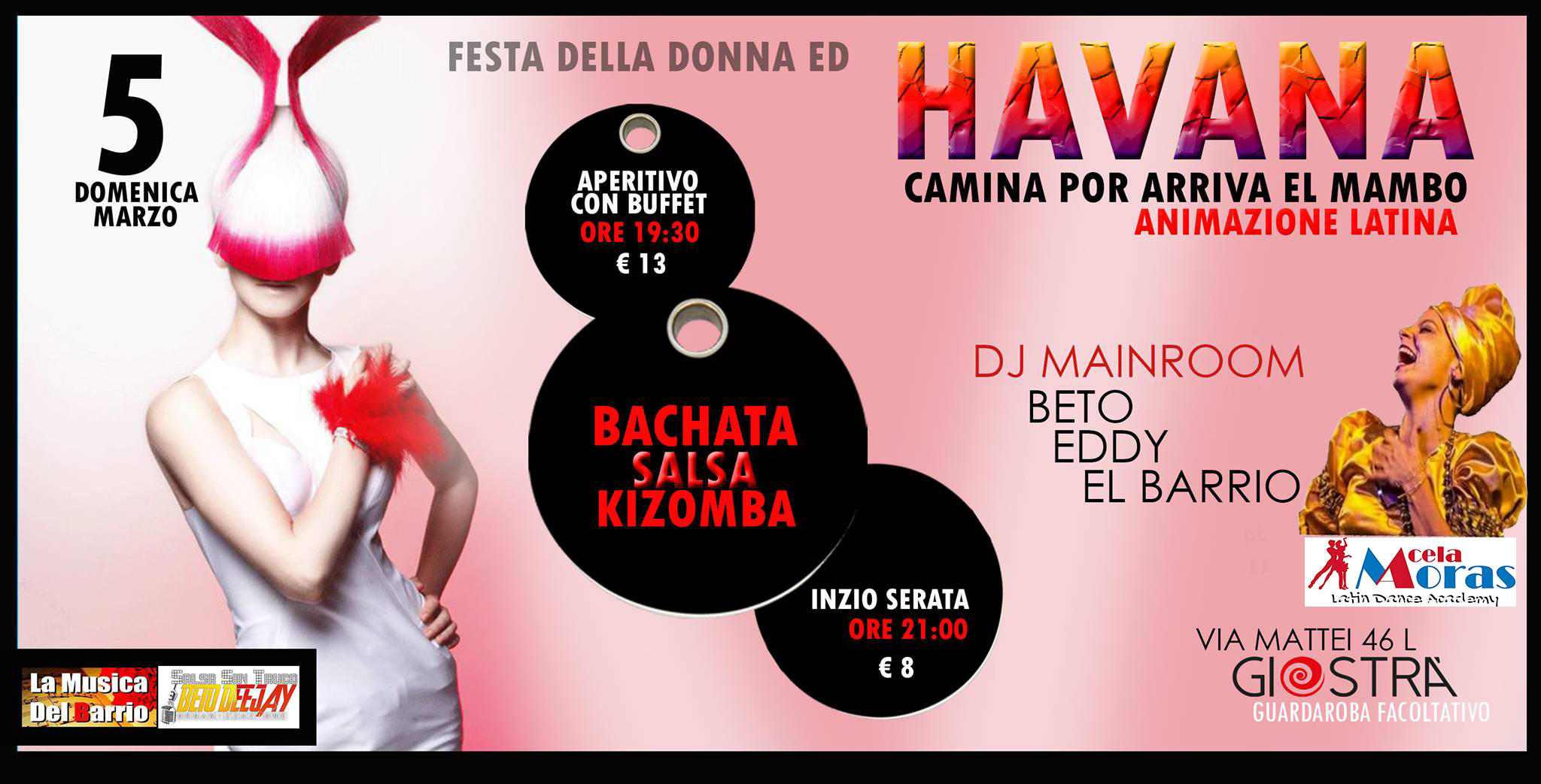 Domenica 5 marzo Havana -Bologna preso il Giostra Acela Moras