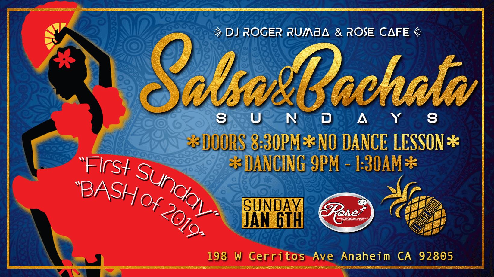 Salsa&Bachata Sundays JAN 6th ~ Rose Cafe