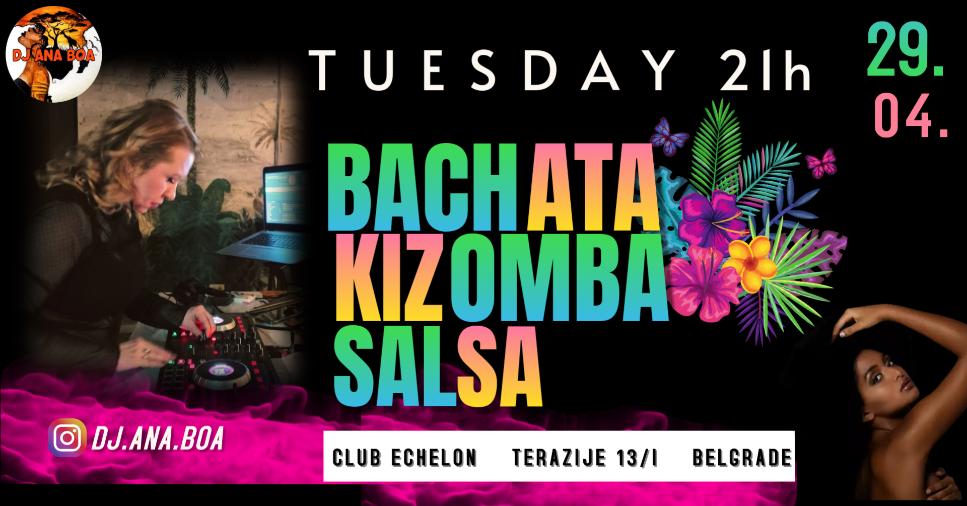💃 Bachata Kizomba Salsa UTORAK 29.04. ECHELON 21 -00:30h