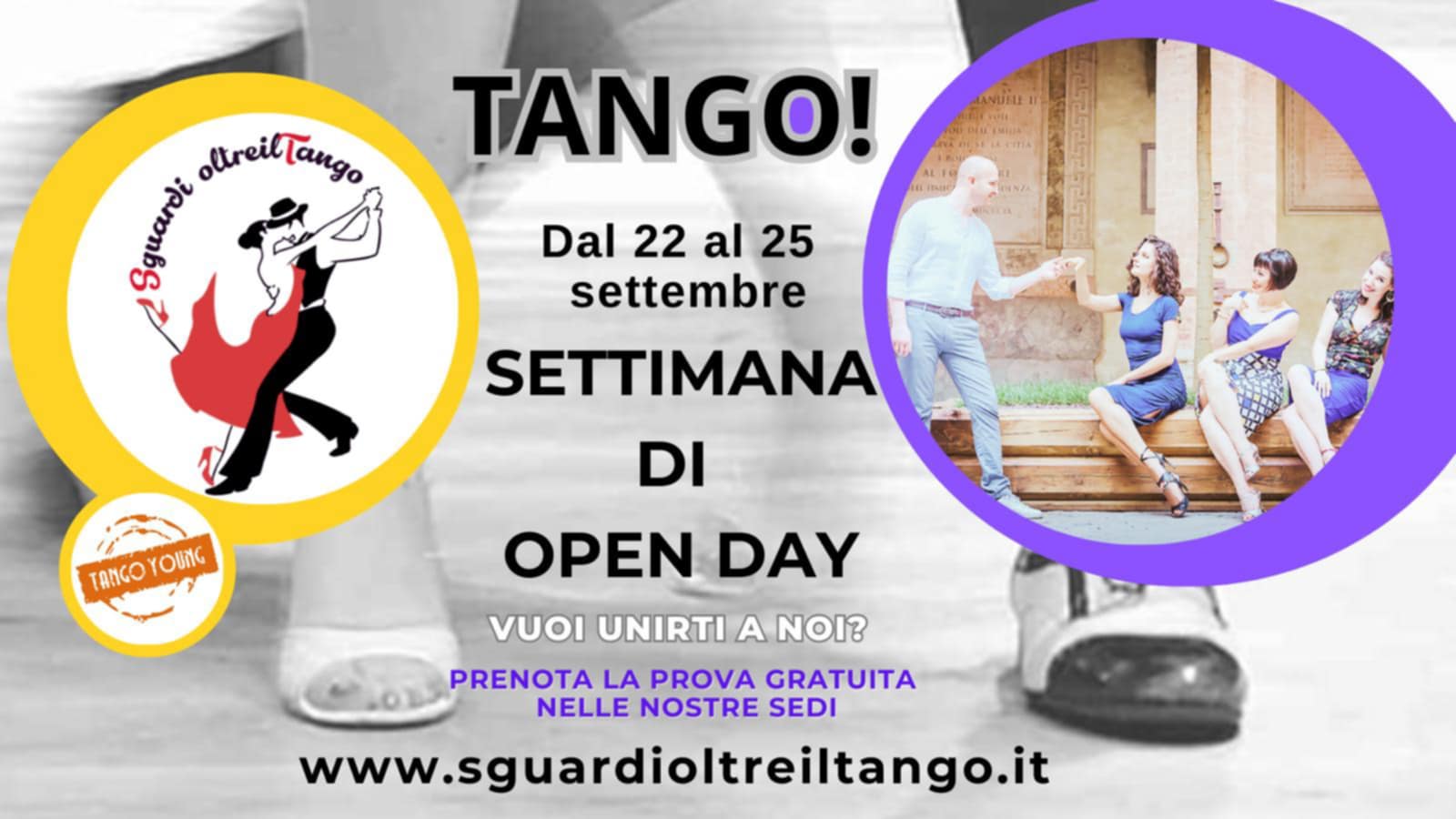 Settimana di Open Day! Prenota la tua prova di Tango nelle nostre sedi!