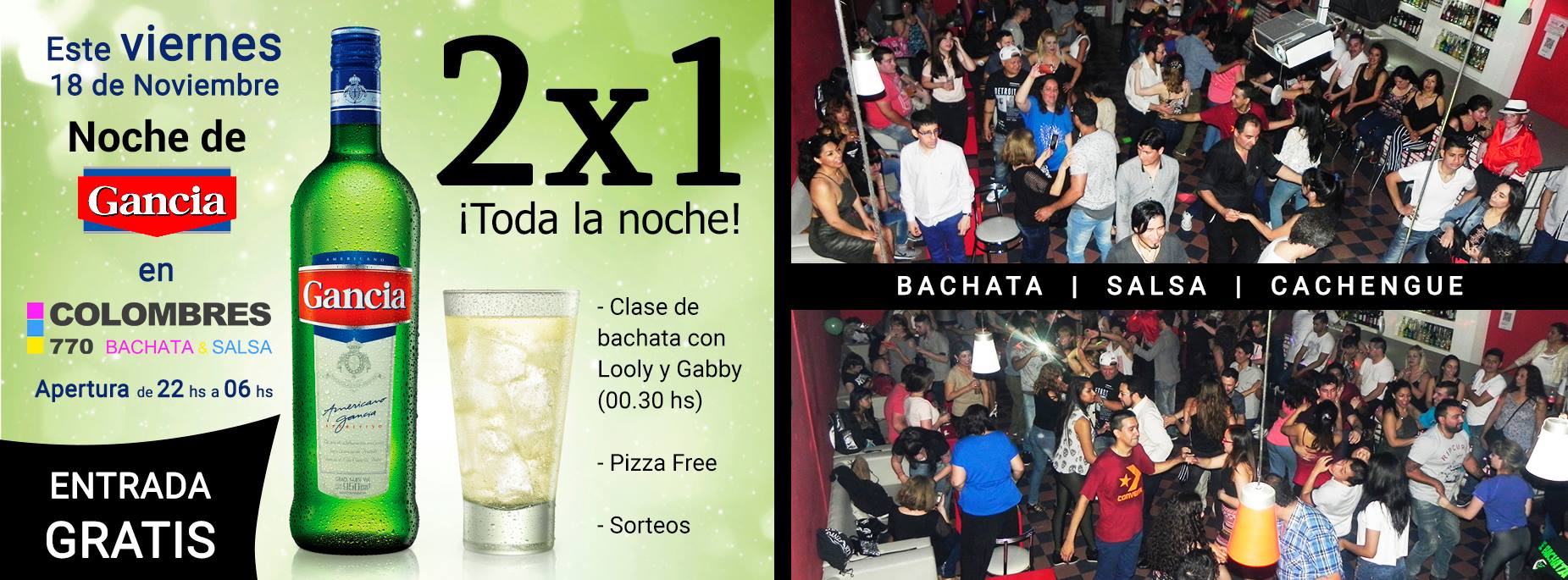 Noche de Gancia, Promo 2x1 en Colombres 770 Bachata & Salsa