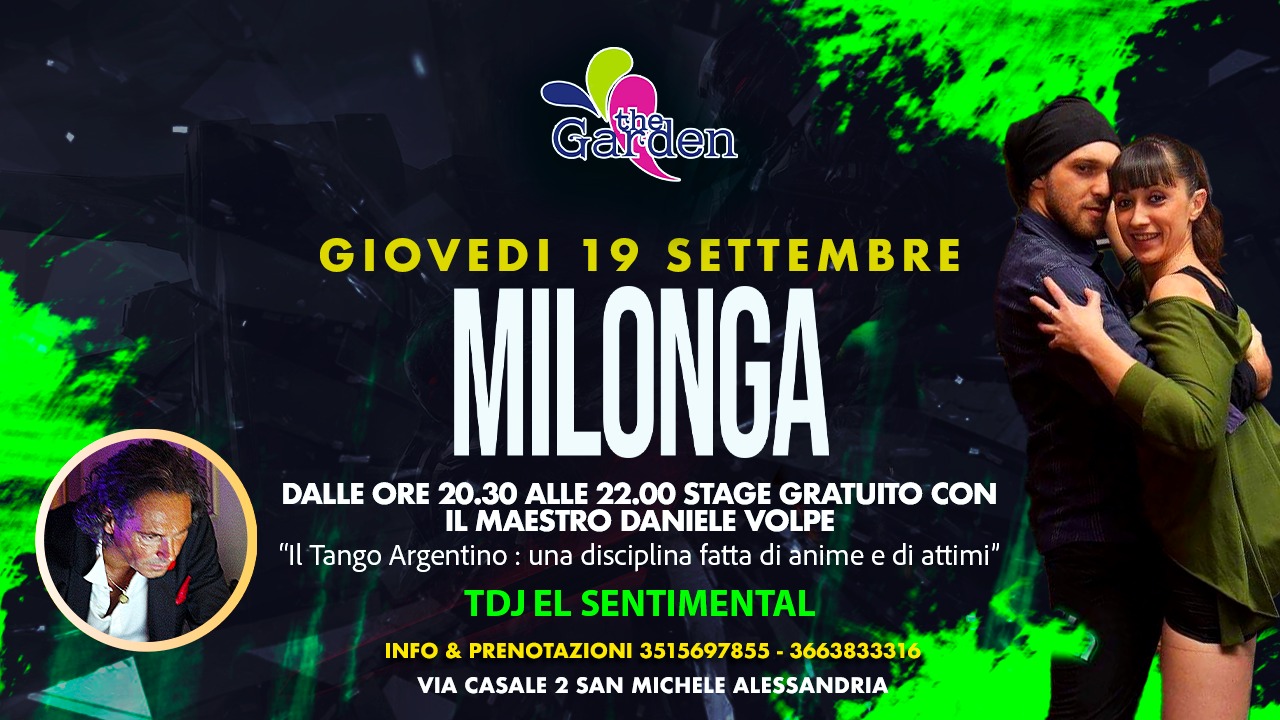 Giovedi 19 Settembre Stage gratuito + Milonga