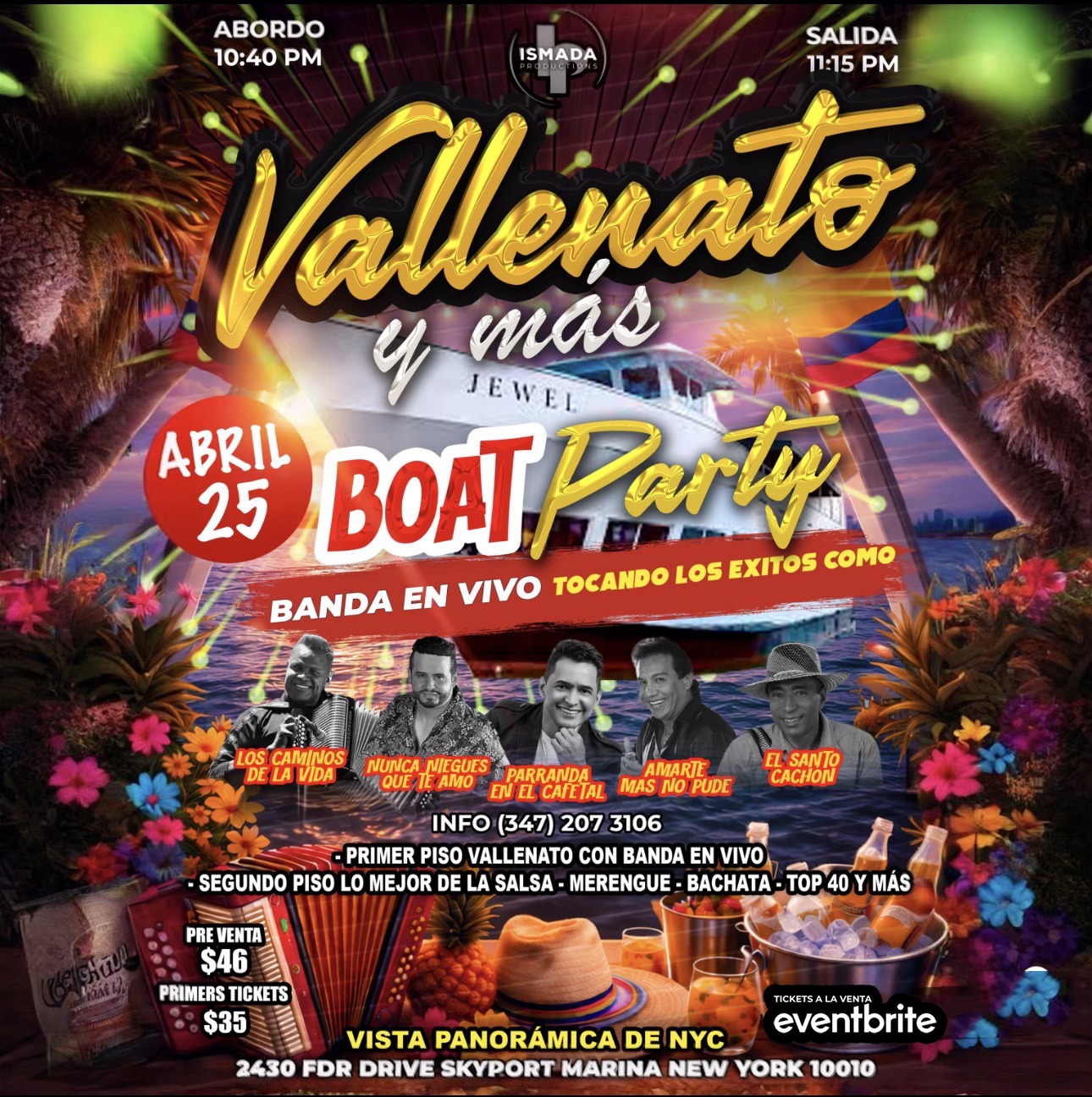 Vallenato Boat Party y mas en NYC Banda en Vivo + Fiesta Latina