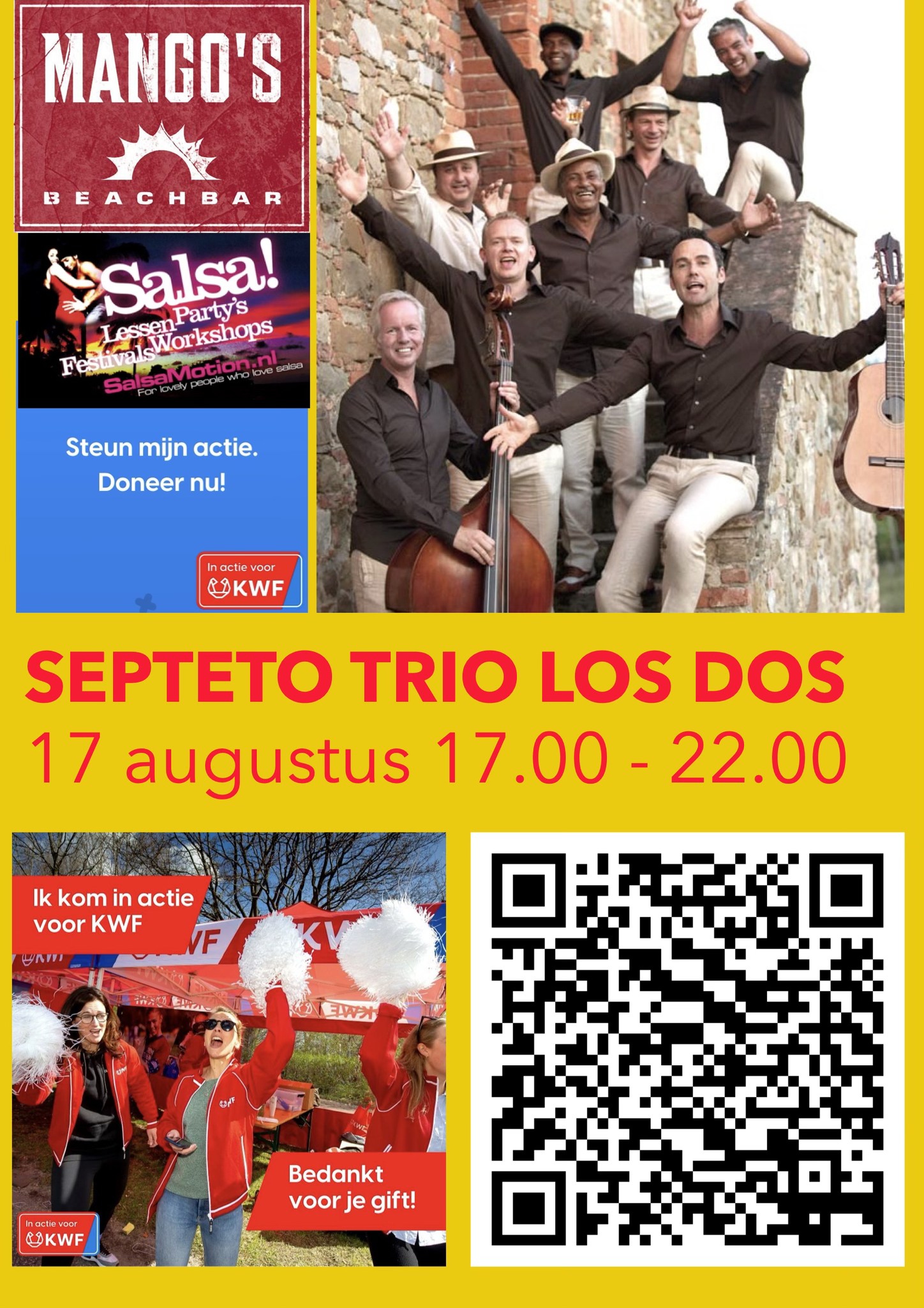 Salsa dansen op het strand bij Mango's met live Septeto Trio Los Dos