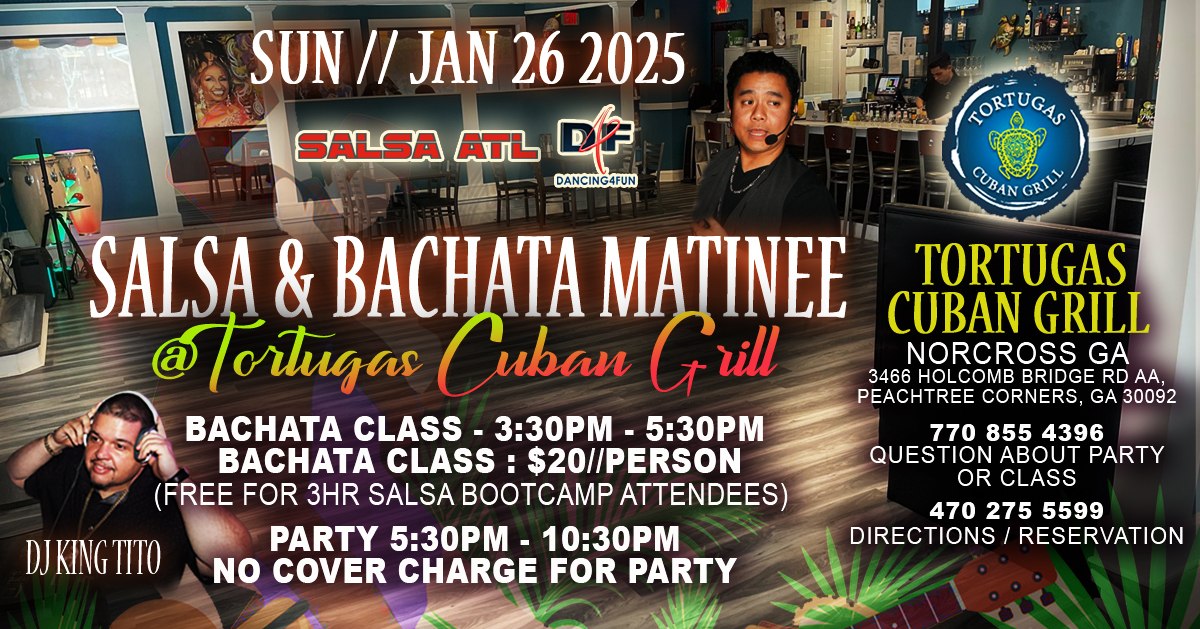 Sunday Latin Dance Matinee Best of Salsa & Bachata - No Cover Charge