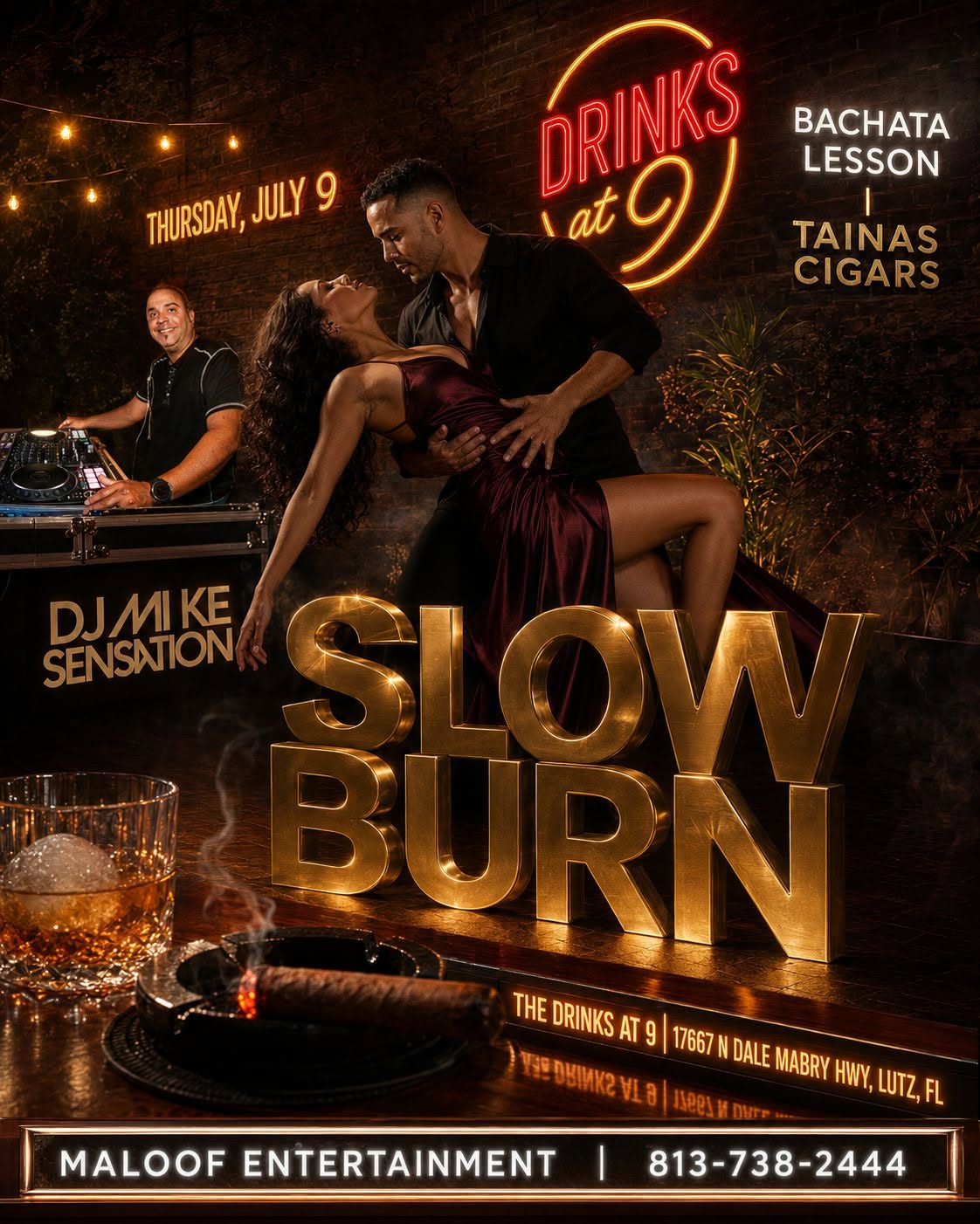 Slow Burn: Bachata & Cigar Night at The Drinks at 9 Lutz, FL