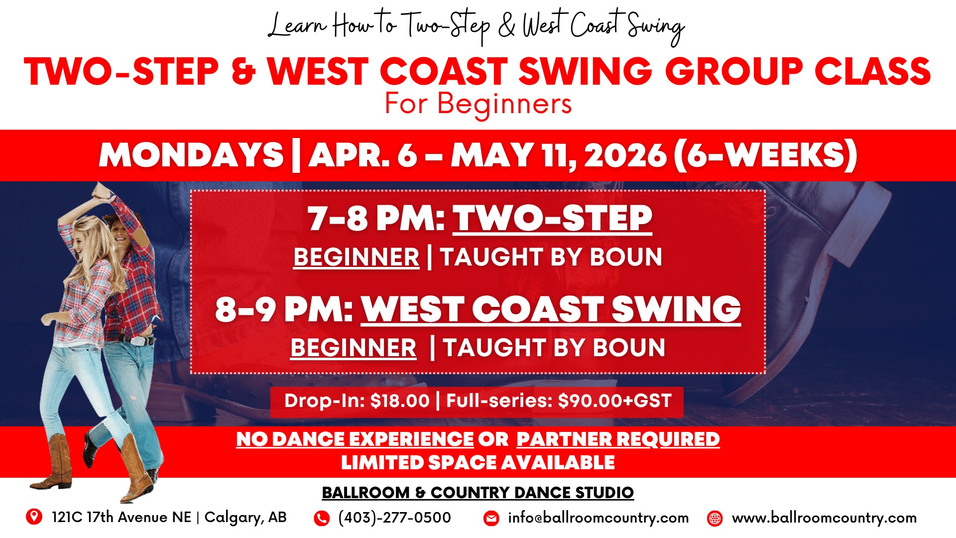 B&C: Two-Step & West Coast Swing Group Class (Beginner)