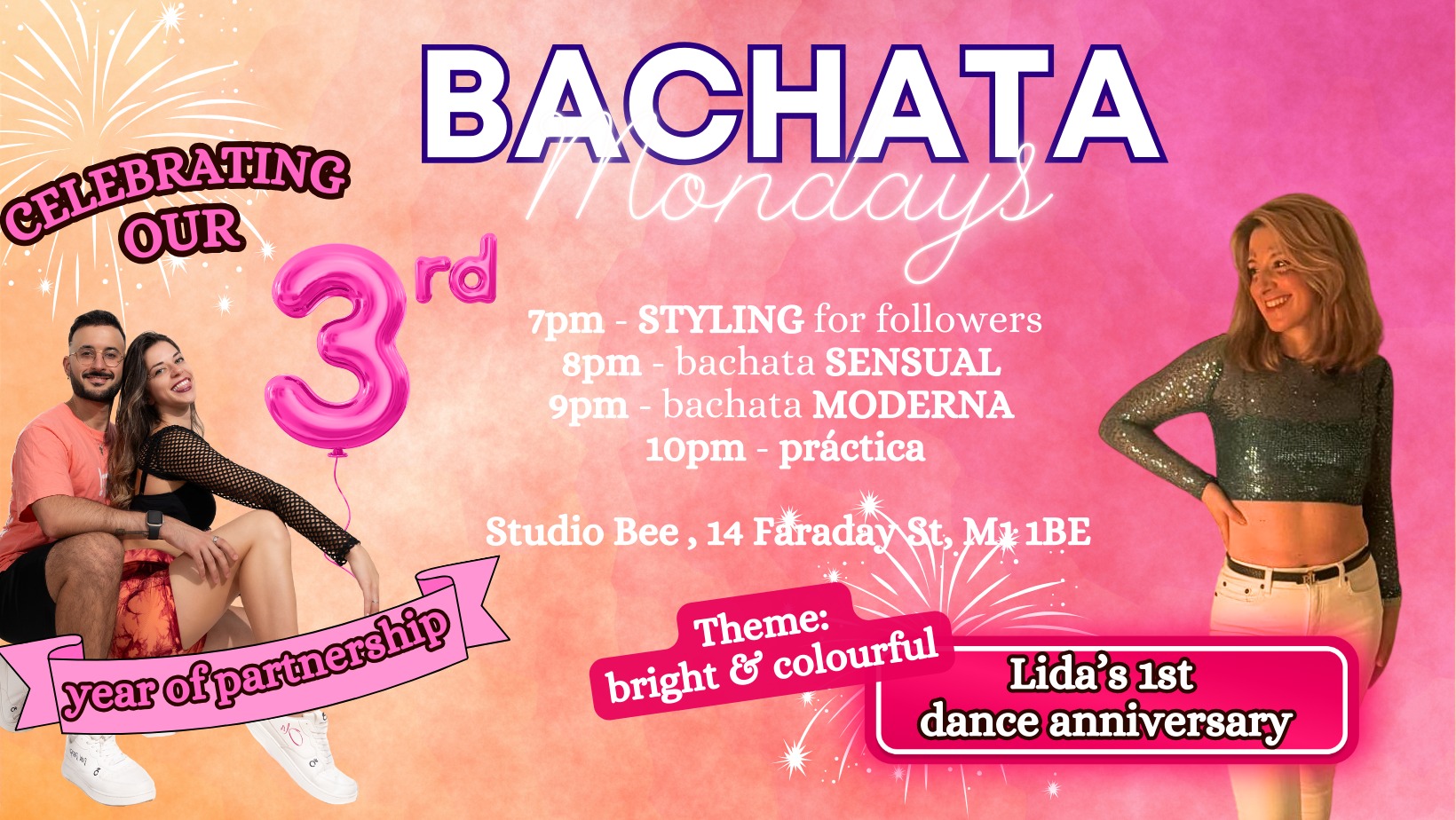 π₯³ 3 YEAR ANNIVERSARY π Bachata Mondays by Diego & Ola at Studio Bee