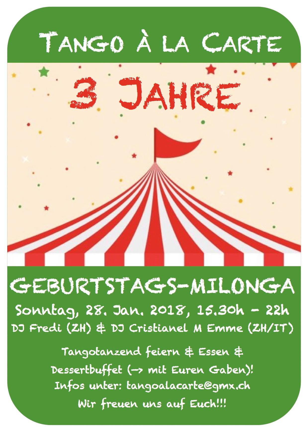 3 JAHRE Tango à la carte - Geburtstags-Milonga