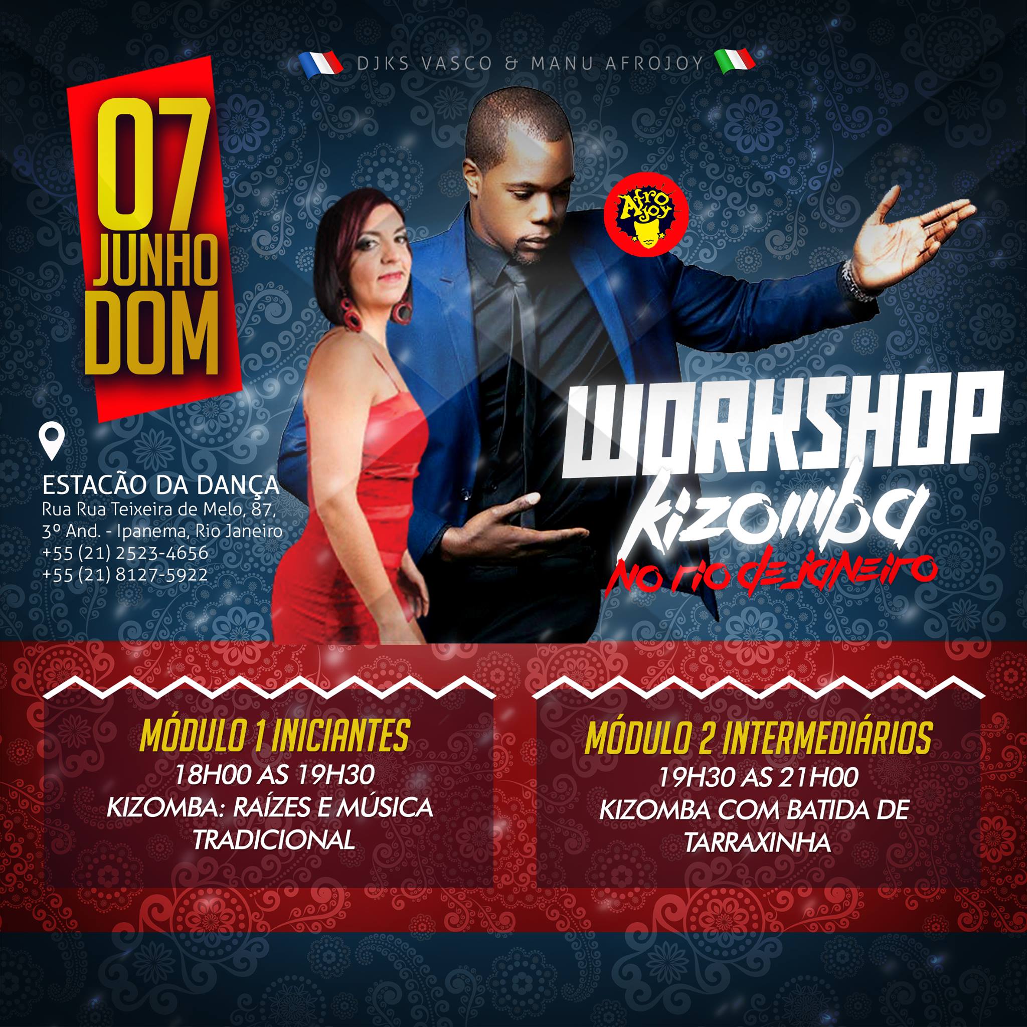 WORKSHOP de KIZOMBA no Rio de Janeiro com DJKS VASCO (Fra) & MANU AFROJOY (Ita)