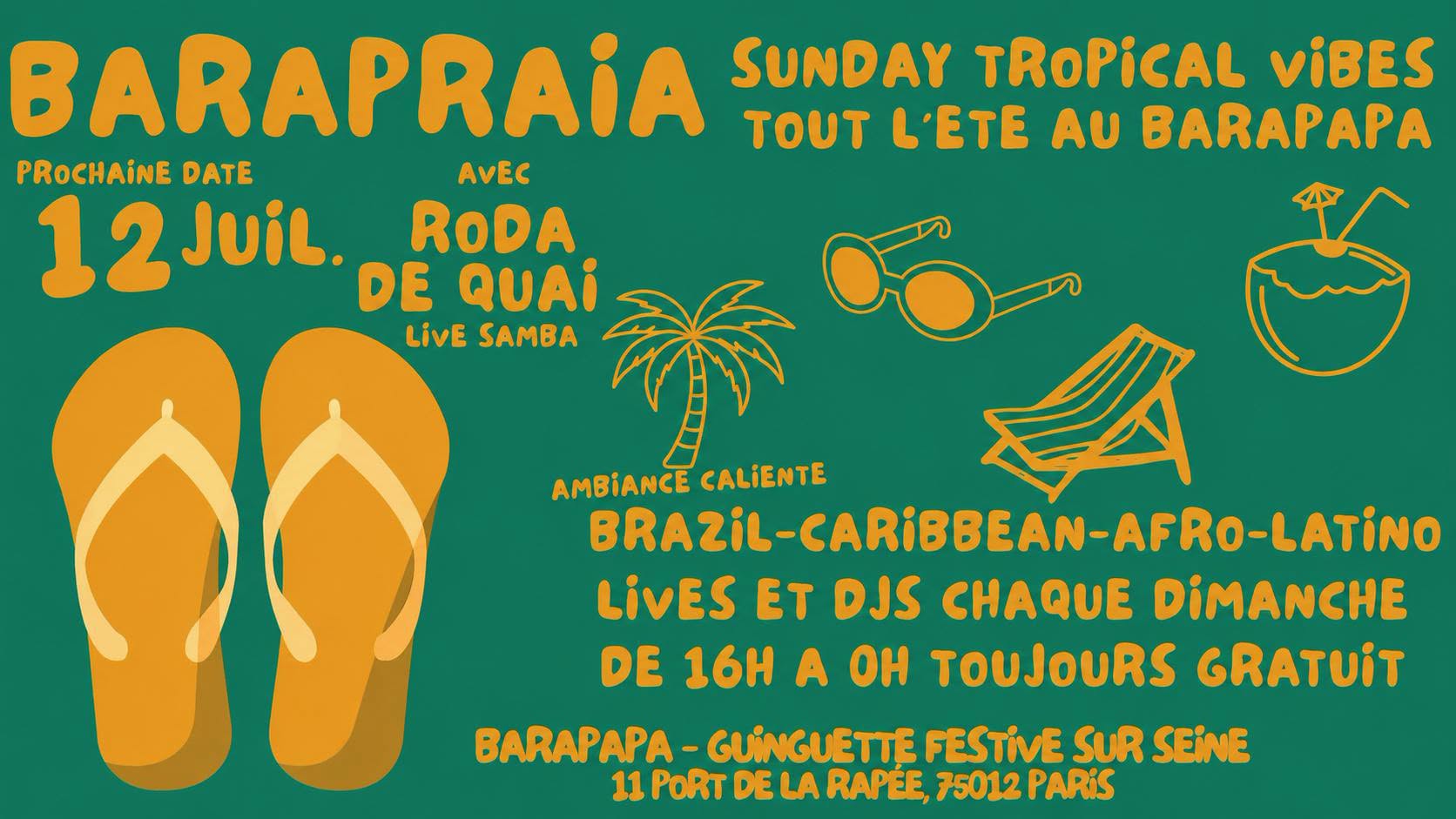 BARAPRAIA - Sunday Tropical vibes au Barapapa tout l'été 2026 🌴🌞😎🍹💃🏼🎊🩴🏖️🇧🇷